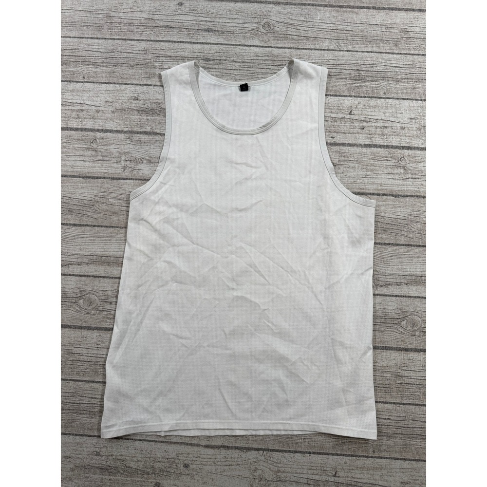 Lululemon Tank Top Men's Large White Mesh Metal Vent Tech Athletic Training Gym
